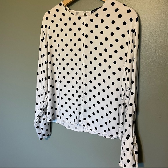 Something Navy Black/White Polka Dot Pullover Blouse Size Small - Picture 4 of 7